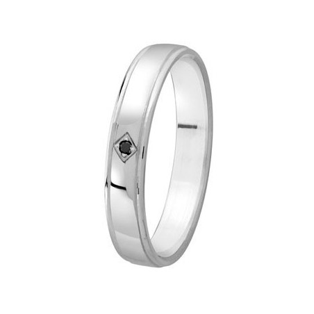 Anneau en Argent et diamant noir - 002736