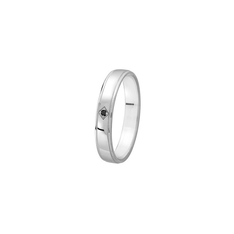 Anneau en Argent et diamant noir - 002736