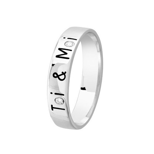 Bague Argent et Diamant "Toi & Moi"