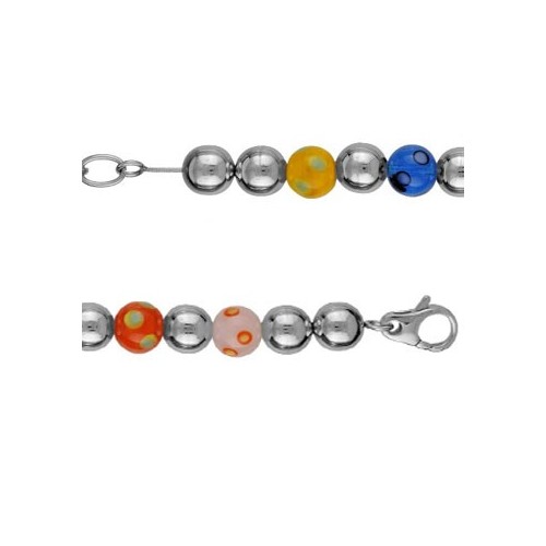 Bracelet Acier perles de murano