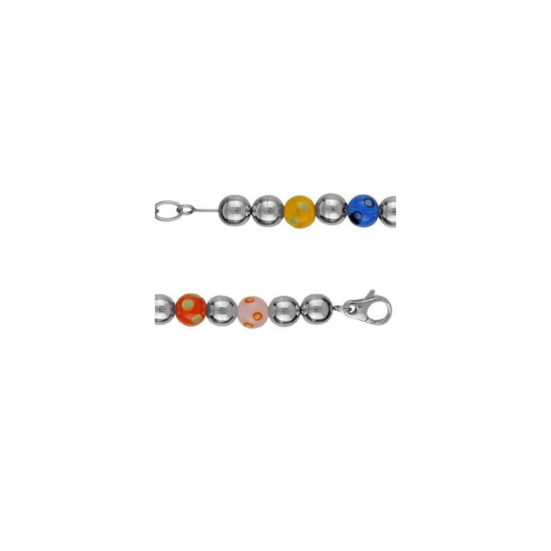 Bracelet Acier perles de murano