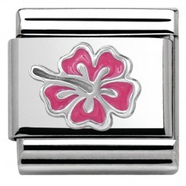 Maillon Nomination classic Argent fleur rose