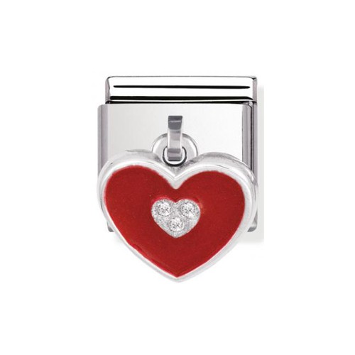 Maillon Nomination classic charms coeur rouge avec oxydes