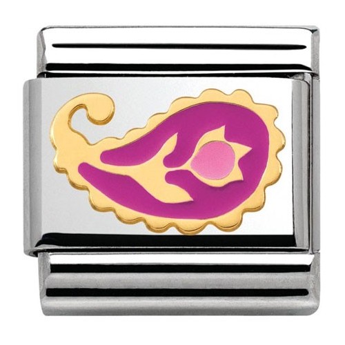 Maillon Nomination classic fleur cachemire fuschia