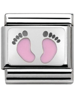 Maillon Nomination classic Argent pieds roses