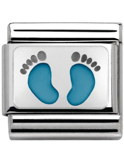 Maillon Nomination classic Argent pieds bleus