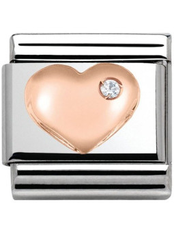 Maillon Nomination classic coeur oxyde Or rose