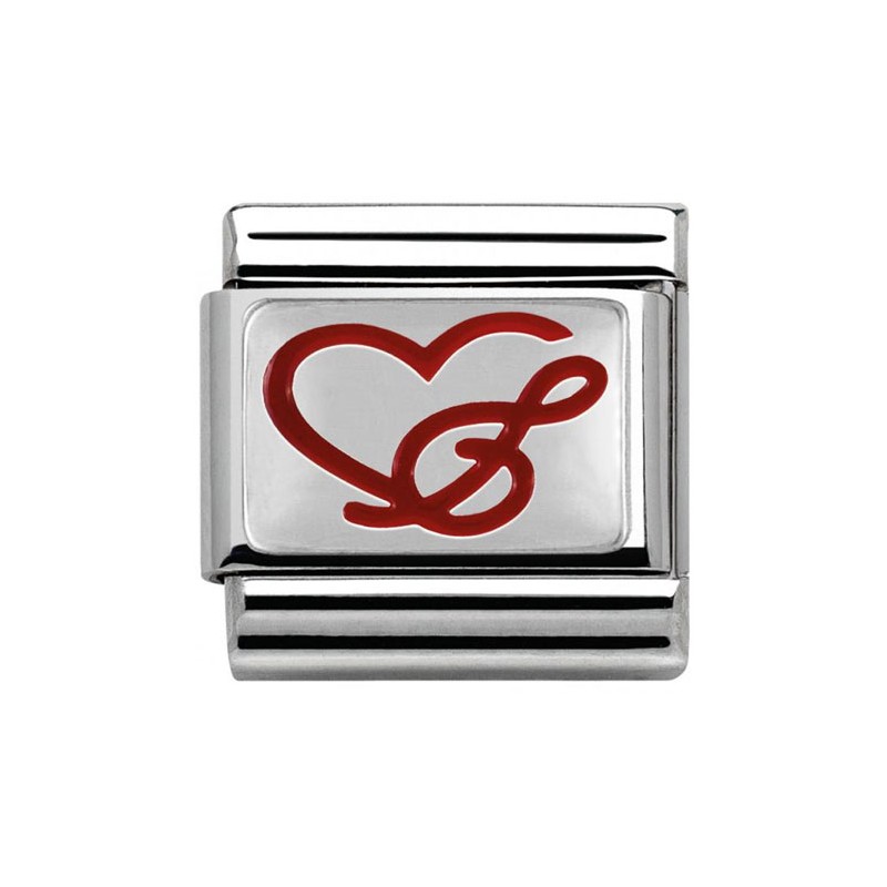 Maillon Nomination classic Argent coeur et clé de sol