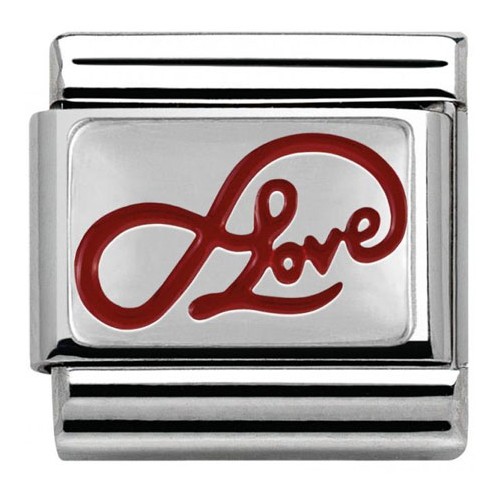 Maillon Nomination classic coeur Argent Love et infini rouge