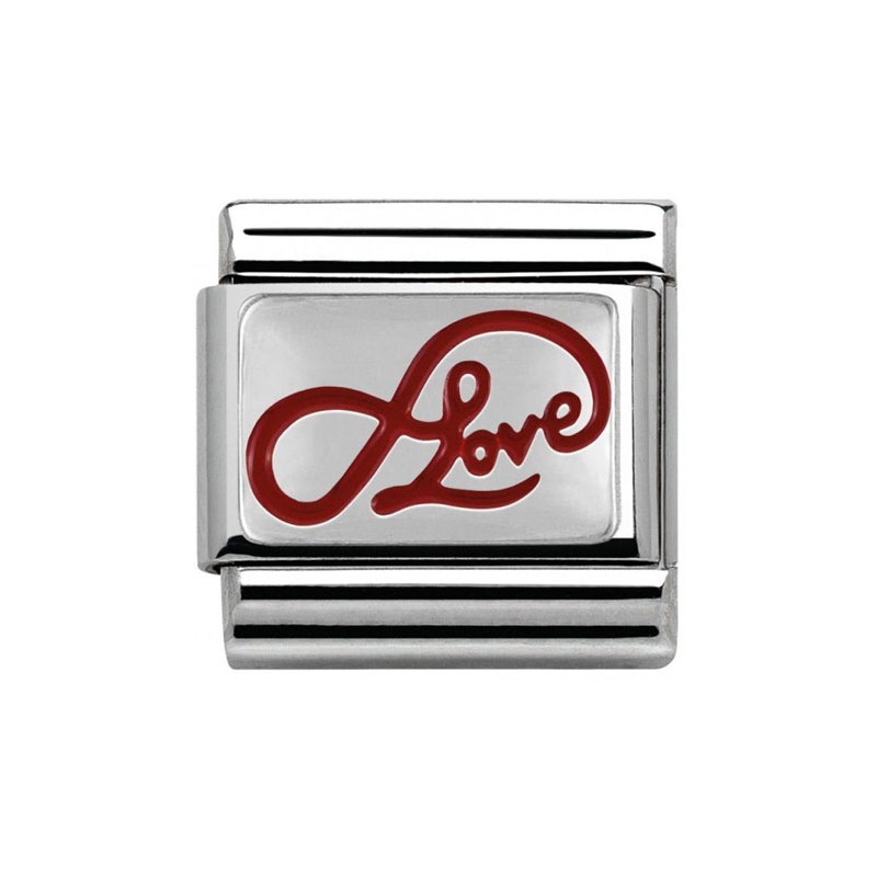 Maillon Nomination classic coeur Argent Love et infini rouge