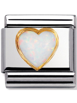 Maillon Nomination classic coeur bombé blanc