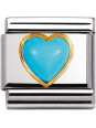 Maillon Nomination classic coeur bombé en turquoise