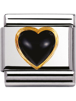 Maillon Nomination classic coeur bombé en agathe noire