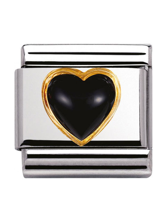 Maillon Nomination classic coeur bombé en agathe noire