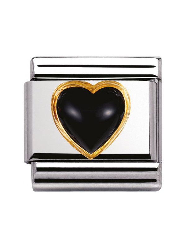 Maillon Nomination classic coeur bombé en agathe noire