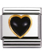 Maillon Nomination classic coeur bombé en agathe noire