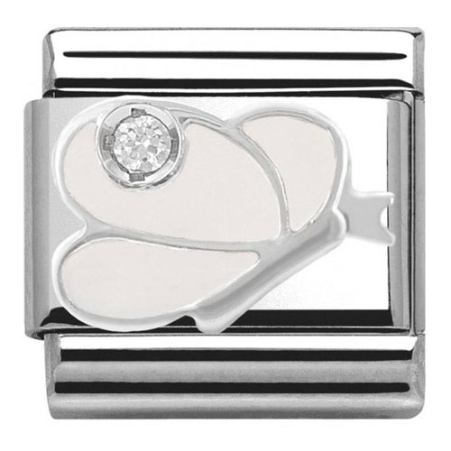 Maillon Nomination classic papillon blanc en Argent