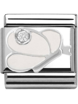 Maillon Nomination classic papillon blanc en Argent