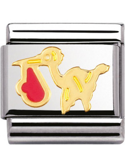 Maillon Nomination classic cigogne rose