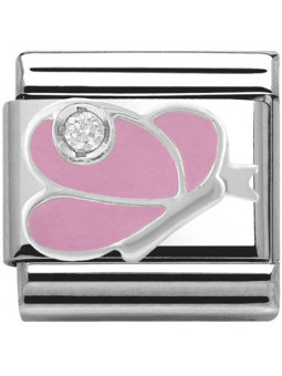 Maillon Nomination classic papillon rose en Argent