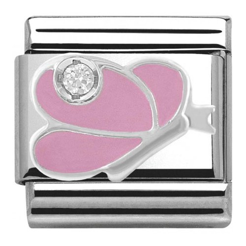 Maillon Nomination classic papillon rose en Argent