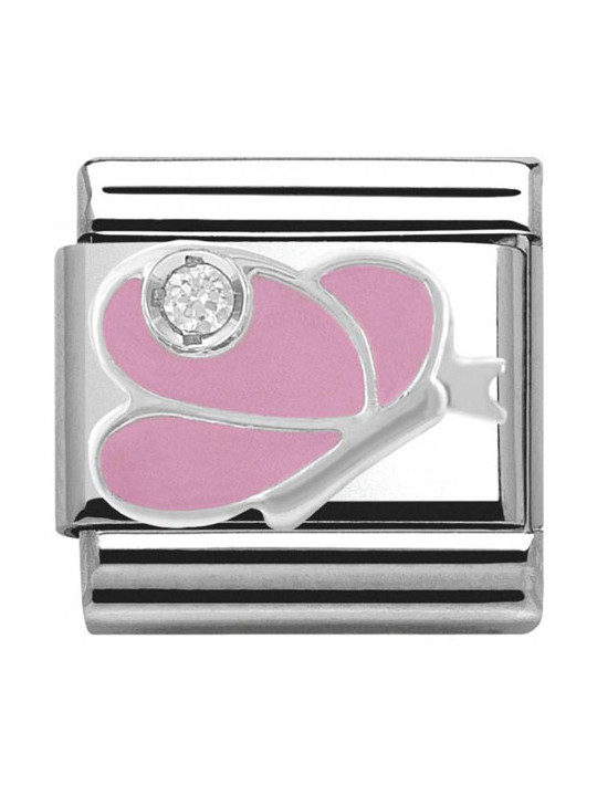 Maillon Nomination classic papillon rose en Argent