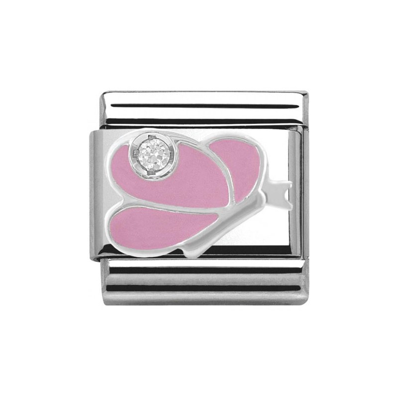 Maillon Nomination classic papillon rose en Argent