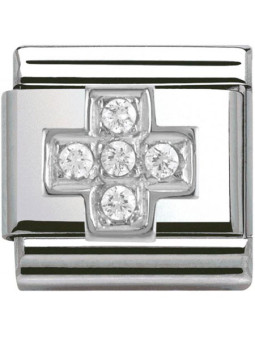 Maillon Nomination classic croix et oxydes en Argent