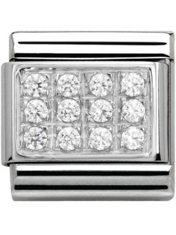 Maillon Nomination classic pavé blanc en Argent