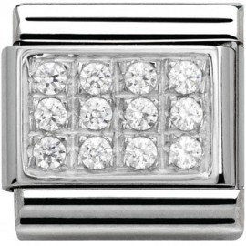 Maillon Nomination classic pavé blanc en Argent