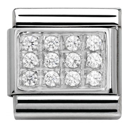 Maillon Nomination classic pavé blanc en Argent