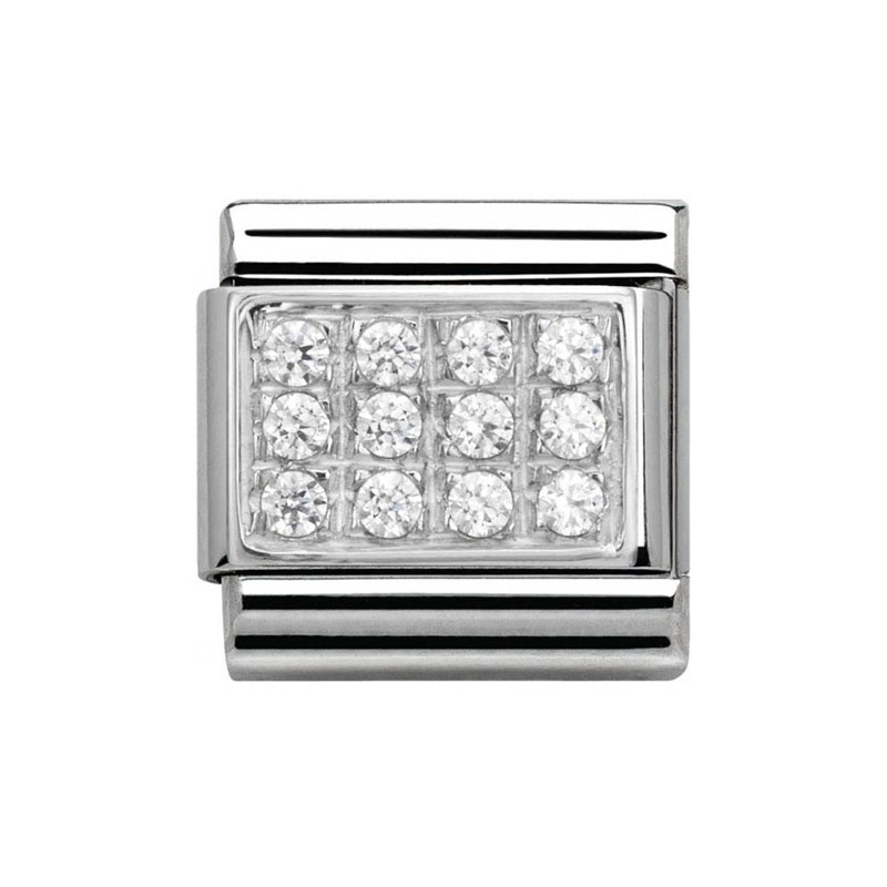 Maillon Nomination classic pavé blanc en Argent