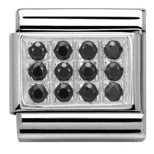 Maillon Nomination classic pavé noir en Argent