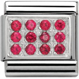 Maillon Nomination classic pavé rouge en Argent