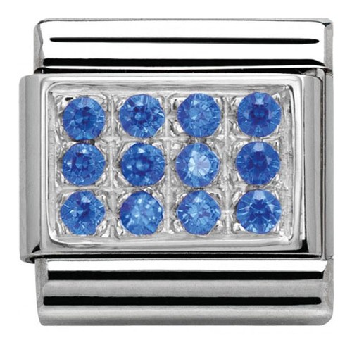 Maillon Nomination classic pavé bleu foncé en Argent