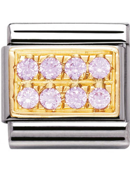 Maillon Nomination classic pavé de pierres roses