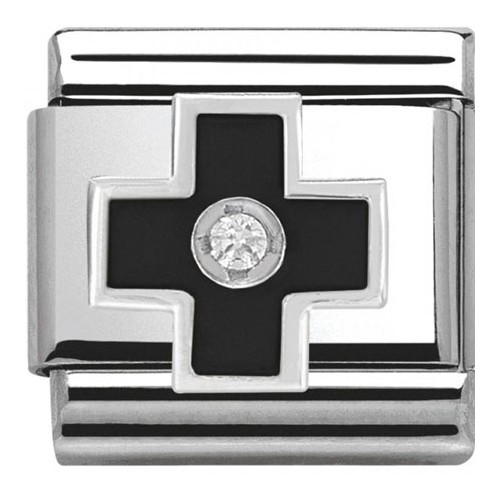 Maillon Nomination classic croix noire en Argent