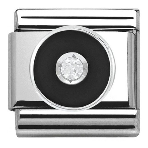 Maillon Nomination classic cercle noir en Argent