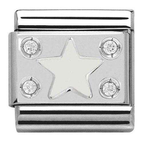 Maillon Nomination classic étoile blanche en Argent