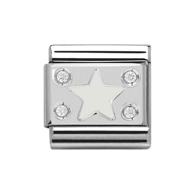Maillon Nomination classic étoile blanche en Argent