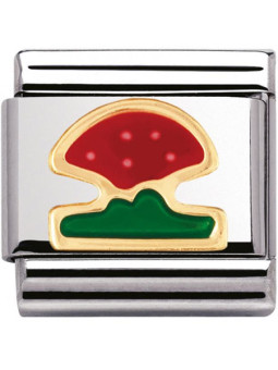 Maillon Nomination classic champignon en Or et email