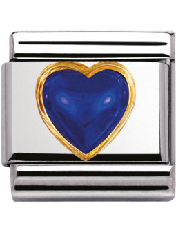 Maillon Nomination classic coeur bombé en Lapis Lazuli