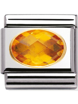 Maillon Nomination classic  pierre jaune facetée