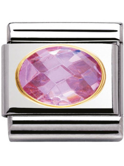 Maillon Nomination classic pierre rose facetée