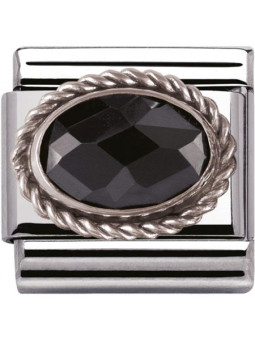 Maillon Nomination classic pierre facetée noire