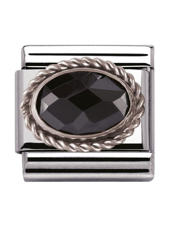 Maillon Nomination classic pierre facetée noire