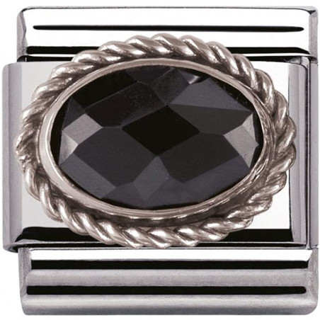 Maillon Nomination classic pierre facetée noire
