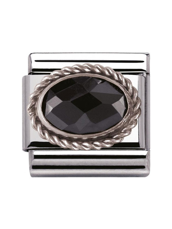 Maillon Nomination classic pierre facetée noire