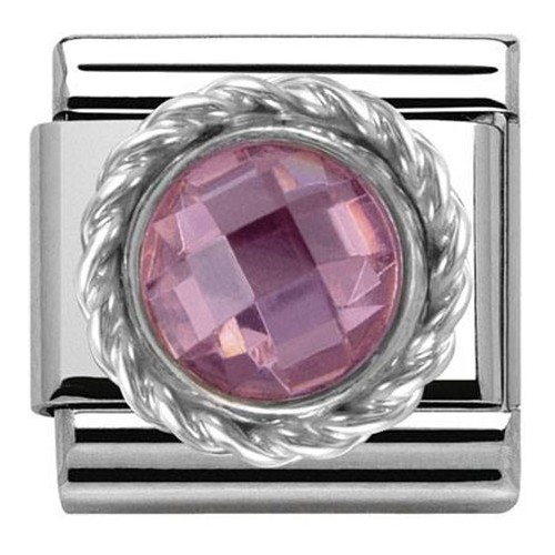 Maillon Nomination classic pierre ronde rose