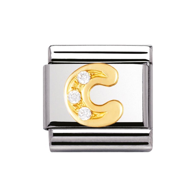 Maillon Nomination classic Lettre C en Or et pierres